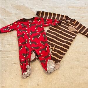 18M Carter's Red and Brown Footed Pajamas